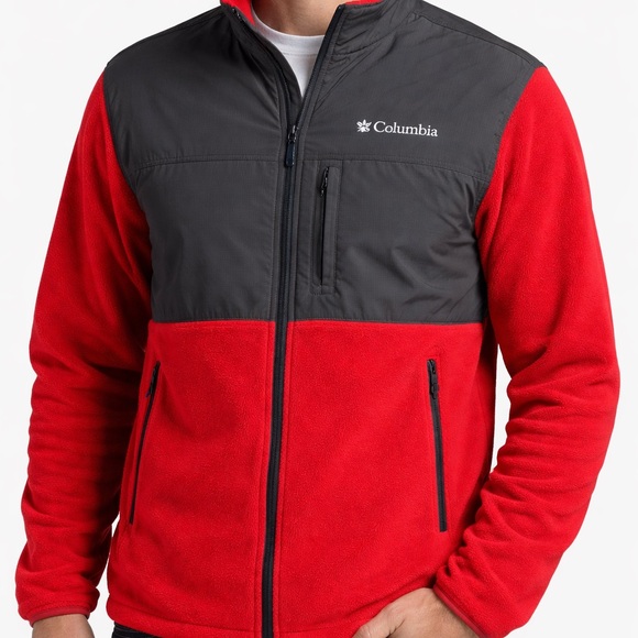 Columbia Other - Columbia Fleece Jacket Men’s Small Red Black Full Zip Outdoor Coat Lightweight
